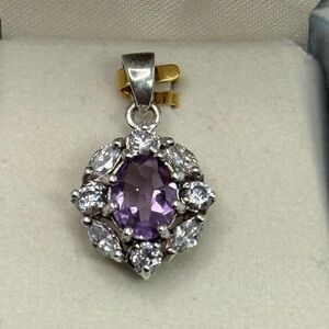 925 Silver Amethyst CZ Pendant